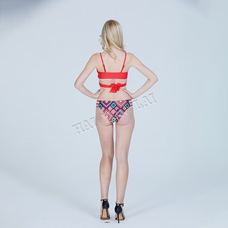 Women's Multicolor Patterned Strappy Bikini Set