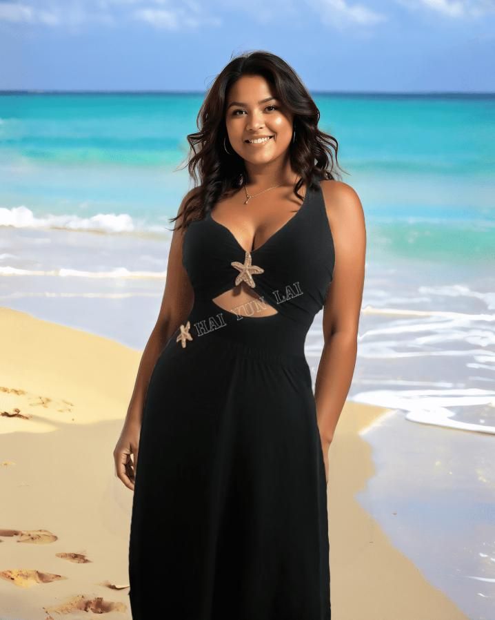 Venta al por mayor Traje de baño de color sólido Deep V Starfish Bikini Set Sexy Cuello Colgante Bikini con falda