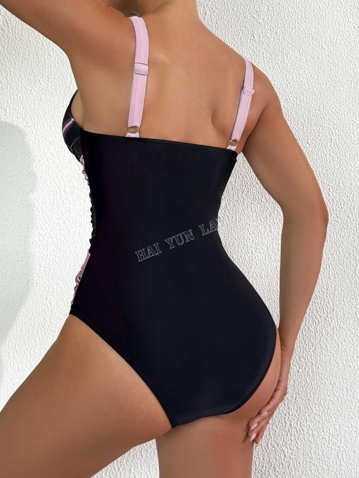 2025 Traje de baño de una pieza para señoras europeas americanas Sexy Slim Bikini multicolor con cintura fruncida