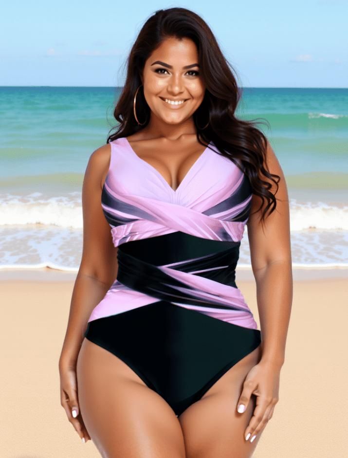 2025 Traje de baño de una pieza para señoras europeas americanas Sexy Slim Bikini multicolor con cintura fruncida