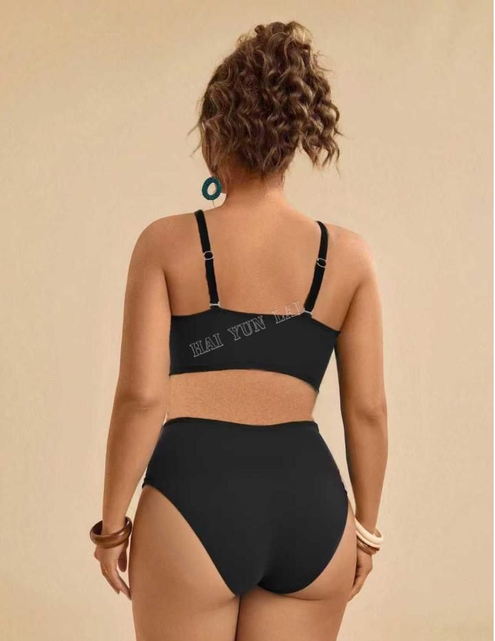 Traje de baño Bandeau Bikini Solid Bikini Set Traje de baño Beachwear Cover Ups 3 Pieces Sexy Women Swimsuit