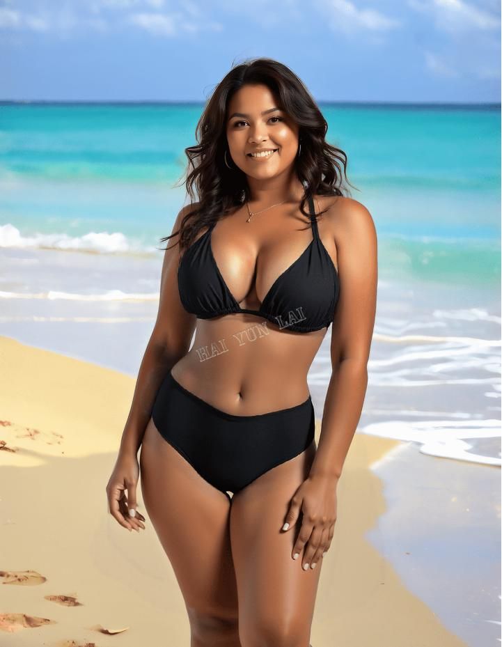 Bikini de estilo clásico, diseño de cintura alta para moldear los glúteos, bikini sexy con estampado de leopardo y negro puro